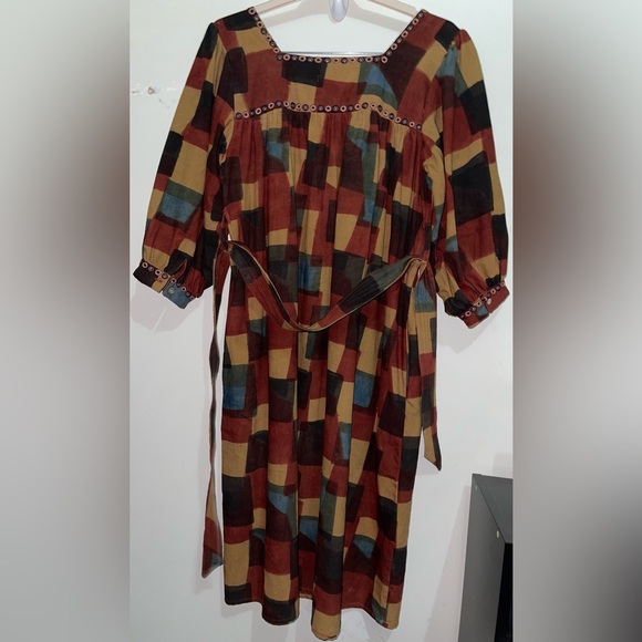 Umber & Ochre Devi Peasant Dress in Blocks NWOT - Picture 5 of 14